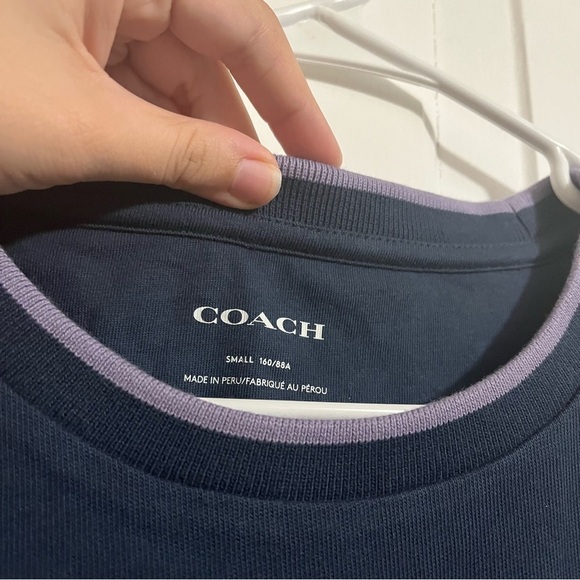 Coach Logo T-Shirt Midi Dress Blue Purple Stripe Self Tie Small M2 - Picture 10 of 10